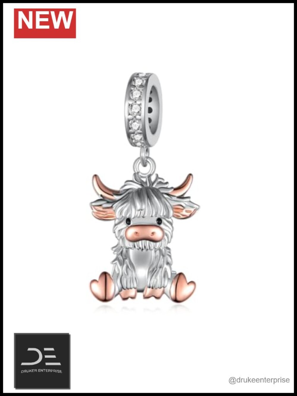 Sterling Silver Animal Charms for Bracelet Making - Highland Cow, Manta Ray,